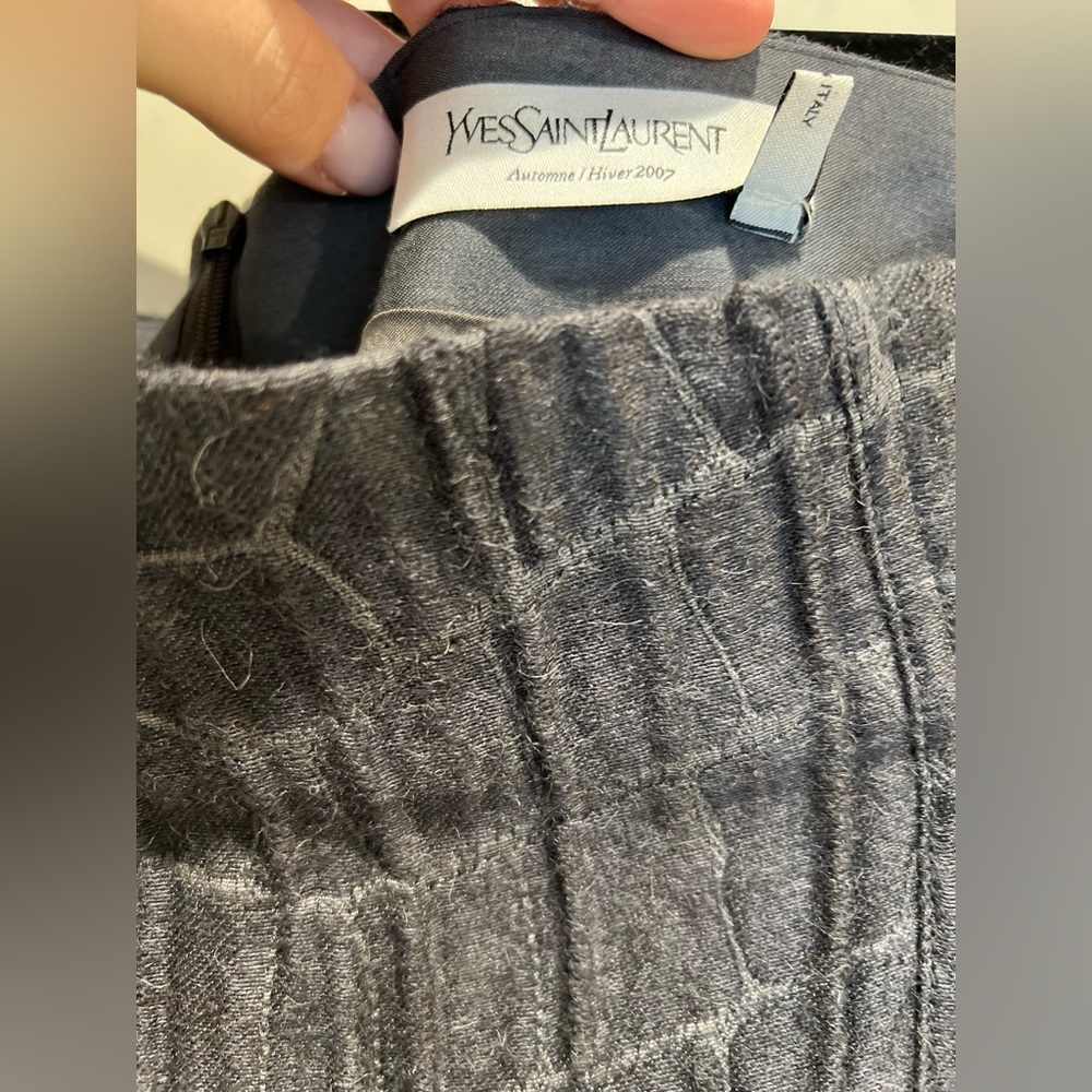 Yves Saint Laurent Charcoal Croc Embossed Pencil Skirt Size 6 - Picture 6 of 9